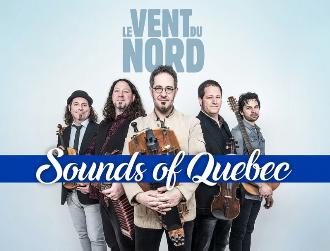 Sounds of Quebec movie poster showing the Le Vent du Nord ensemble
