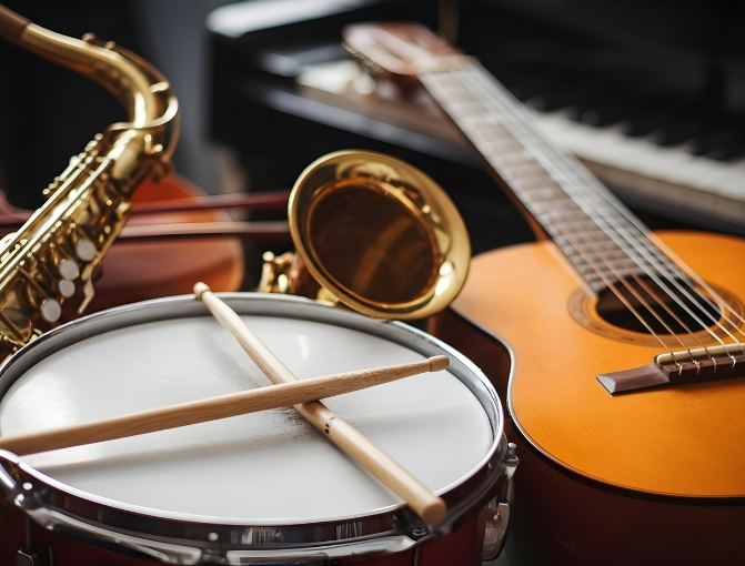 Variety of musical instruments 